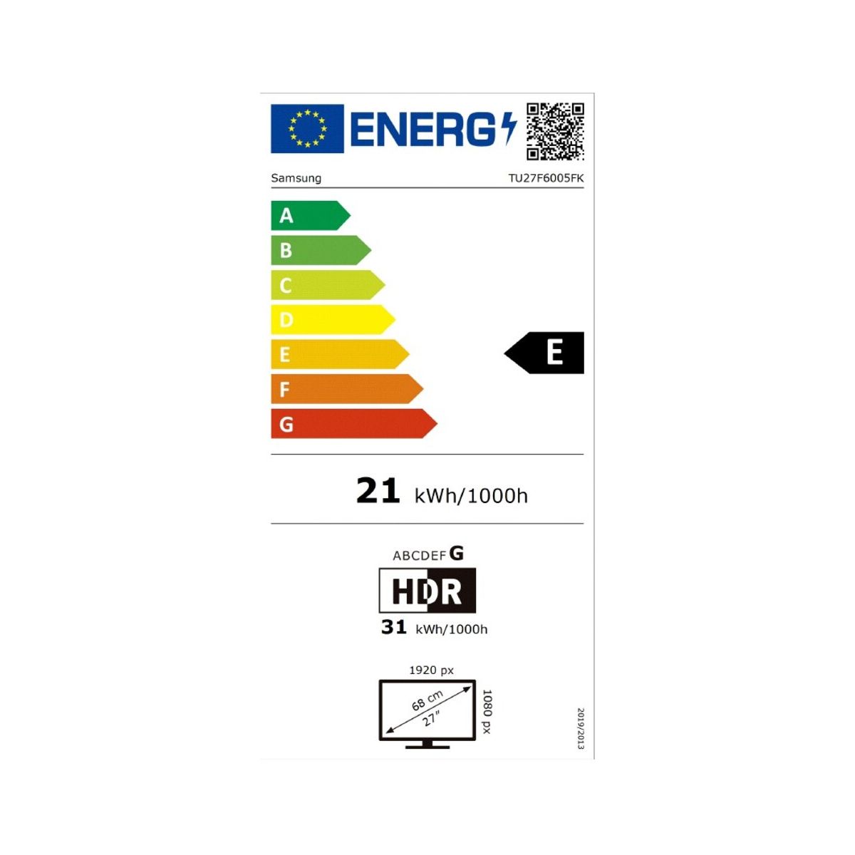 TV LED TU27F6005 (2025) 27" (68 cm) noir, SAMSUNG