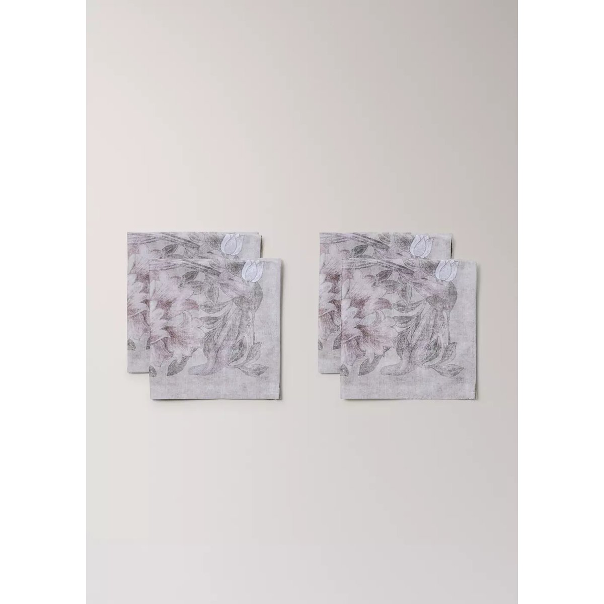 Serviettes de table imprimé fleuri 45x45 cm gris, MANGO HOME