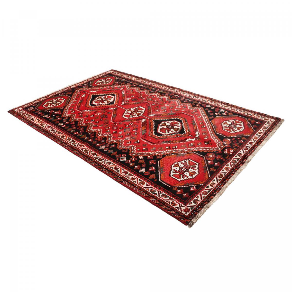 Tapis d'orient au motif oriental, noué à la main en laine rouge, crème, noir, UN AMOUR DE TAPIS