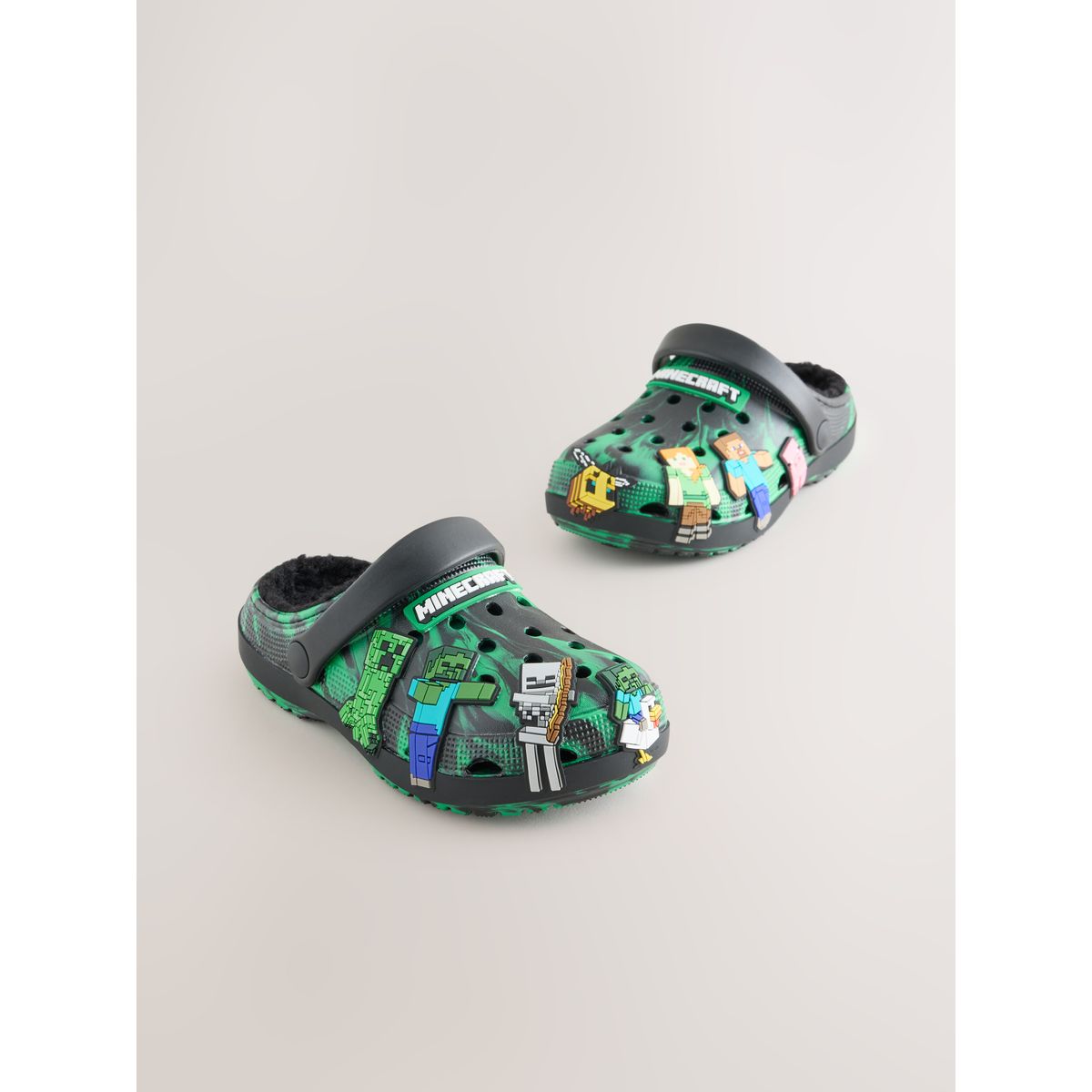 Sabots doublés minecraft noir/vert, NEXT