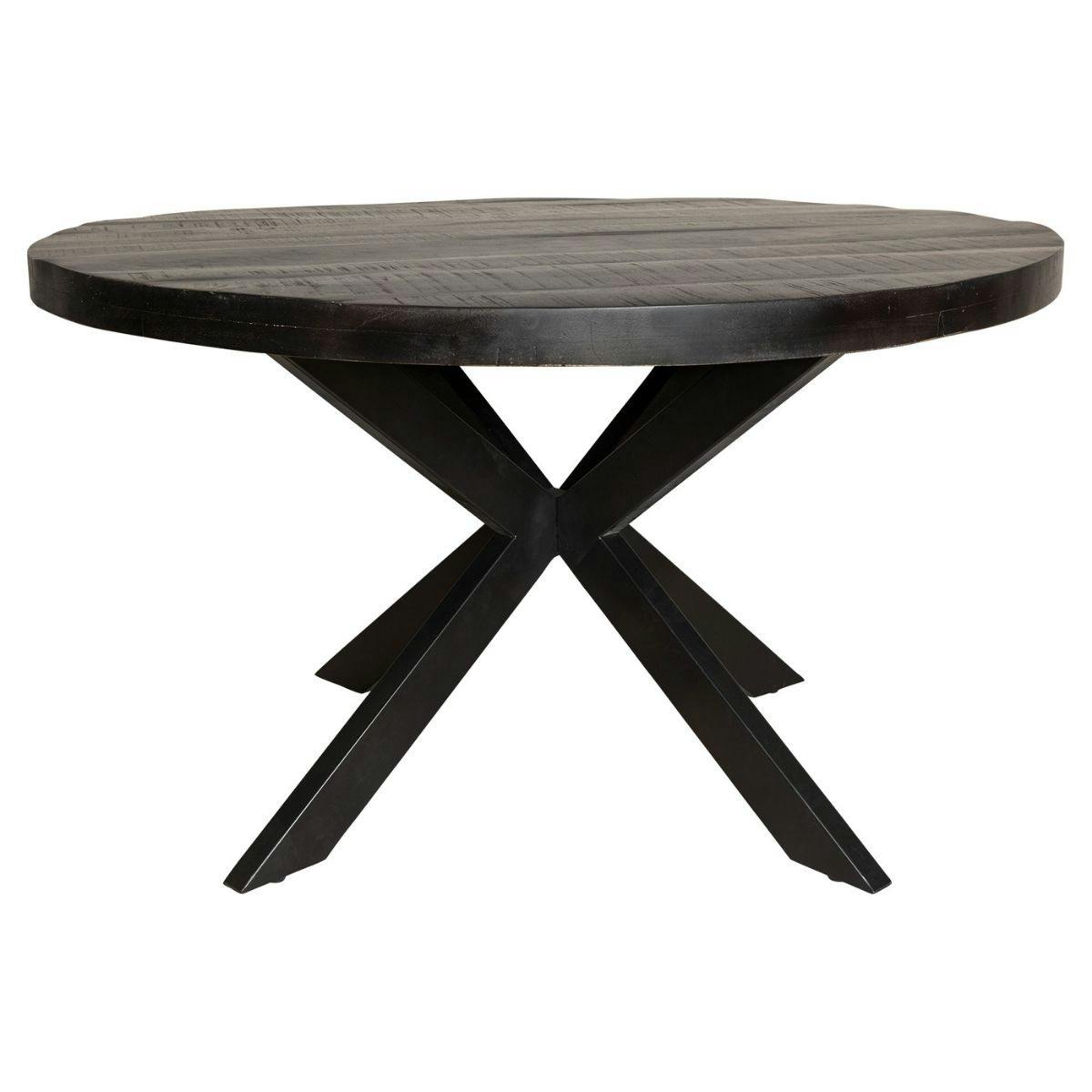 Table ronde pied central 4 places RIVANO noir, PIER IMPORT