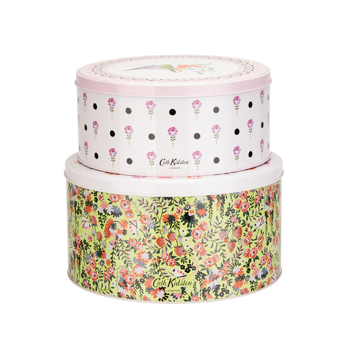 Set of 2 Painted Table Cake Tins multi-coloured, CATH KIDSTON