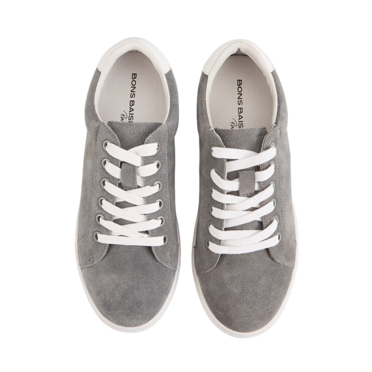 Baskets En Cuir Simone Navy Suede gris, BONS BAISERS
