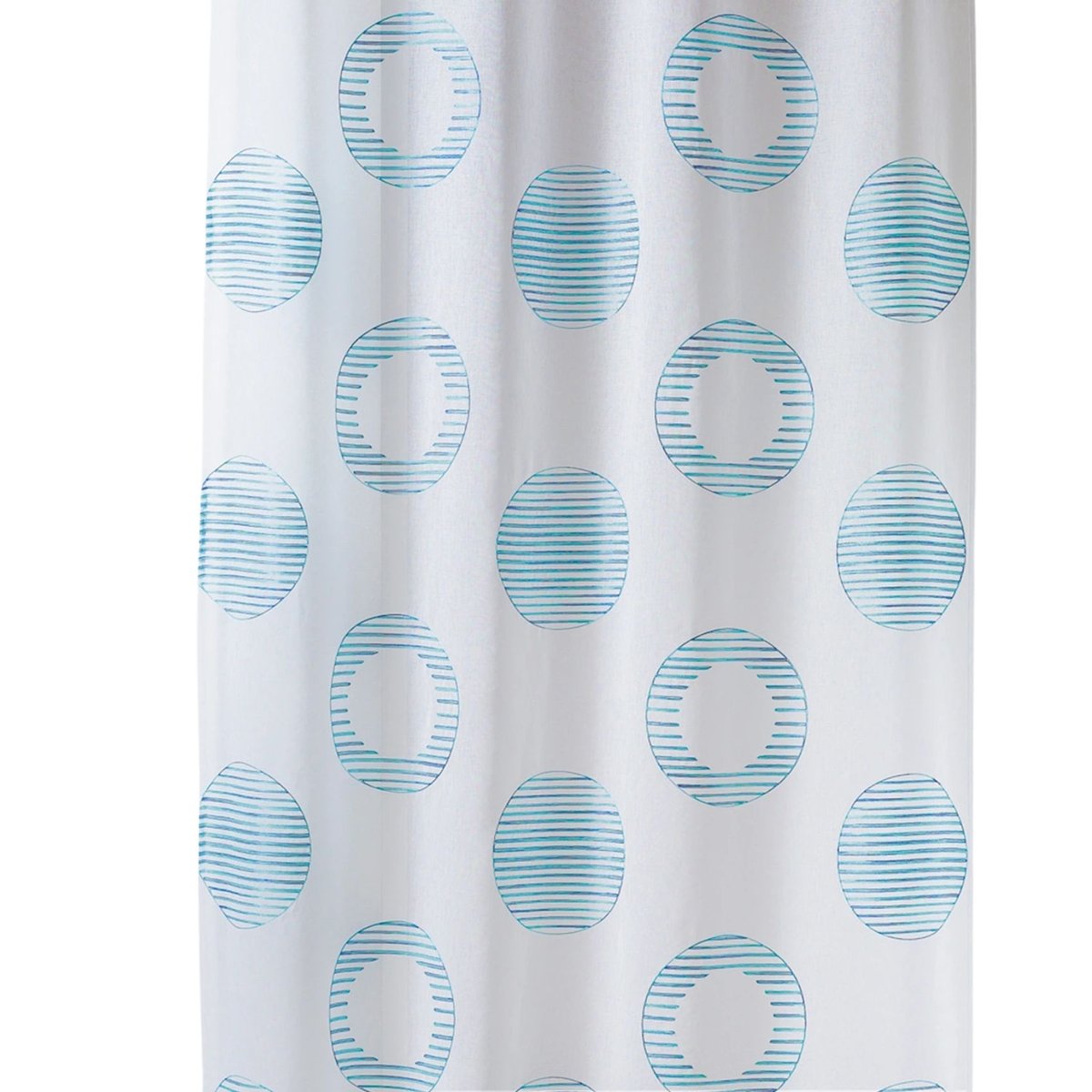 Voilage brodé à motifs ronds et cercles rayés turquoise, HOME MAISON