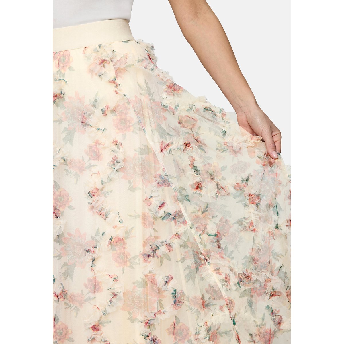 Jupe en tulle à imprimé à fleurs cream/pink, ZERO