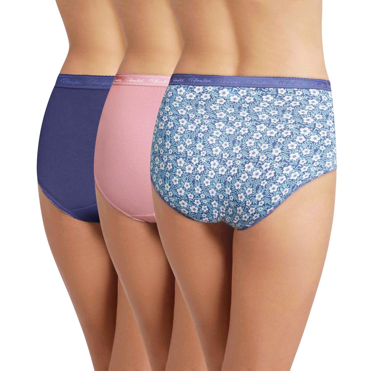 Lot 2 + 1 gratuit slips midi en coton bio bleu, PLAYTEX
