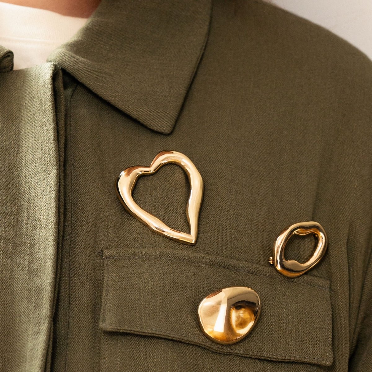 Broche ovale irrégulière - Collection Recyclée doré, BALABOOSTE