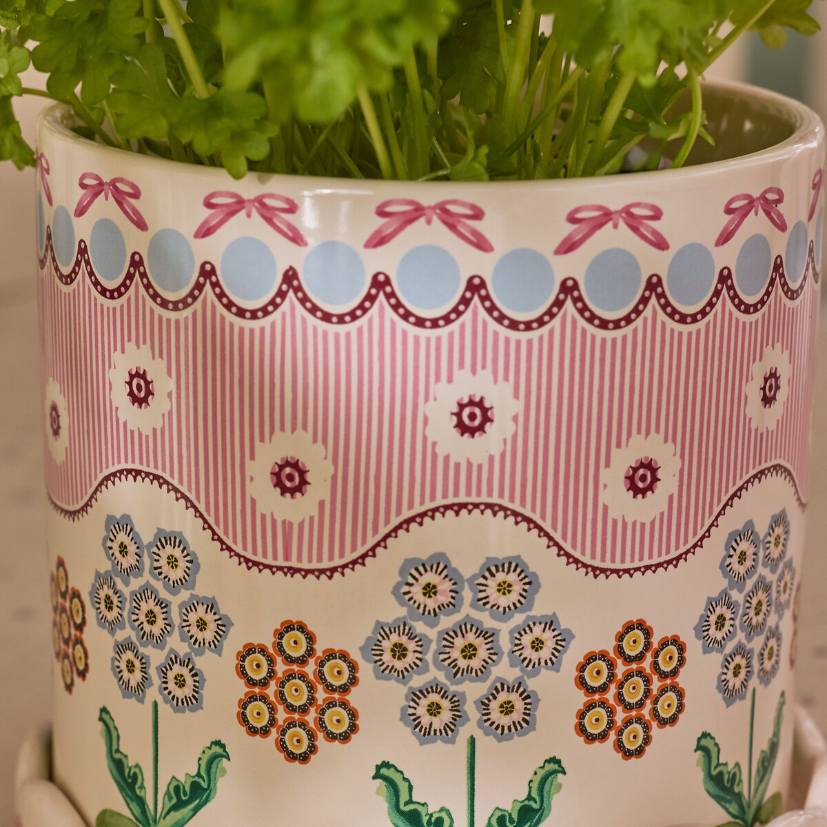 Spitalfields Silk Plantpot with Tray pink, CATH KIDSTON