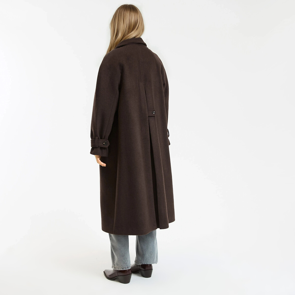 Manteau drap de laine mélangée, Signature ISIDORE marron chocolat, LA REDOUTE COLLECTIONS