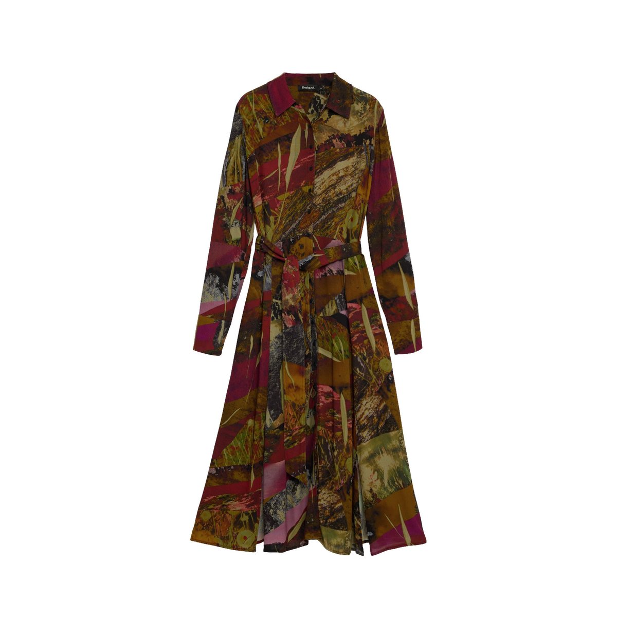 Robe midi à manches longues vert, DESIGUAL