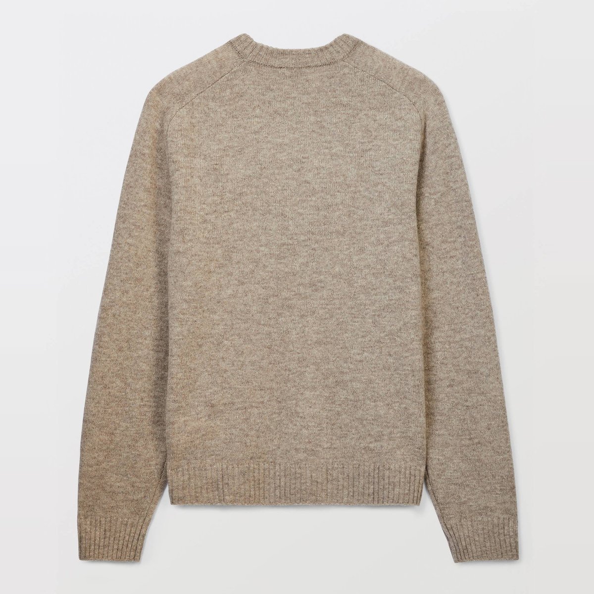 Pull col rond en laine beige, MONOPRIX