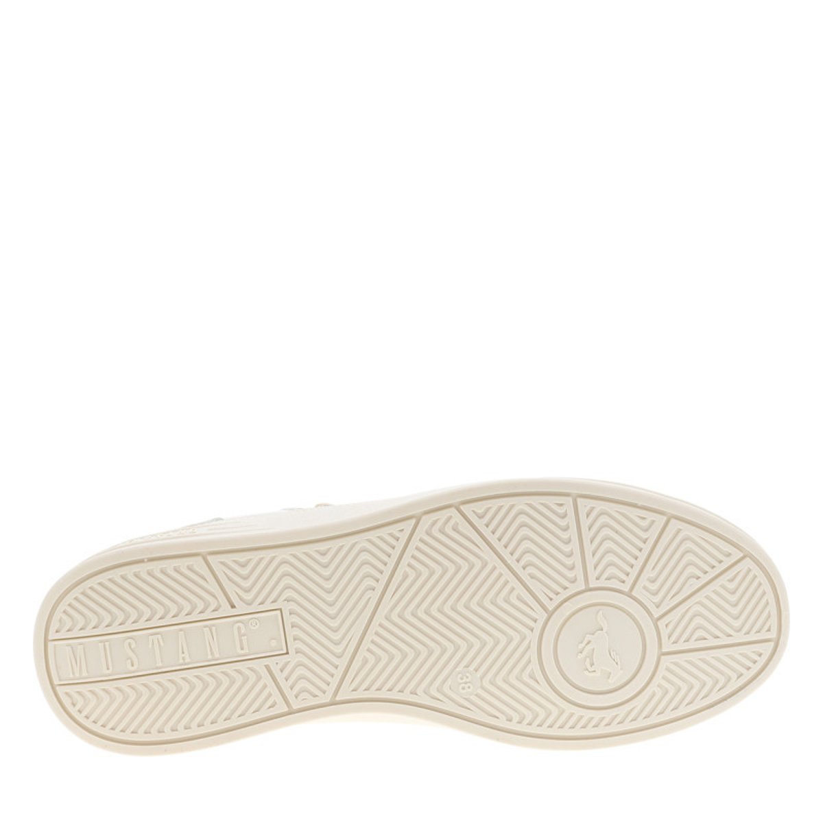 Sneakers écrues à semelle plate avec des lacets et un zip latéral beige, MUSTANG
