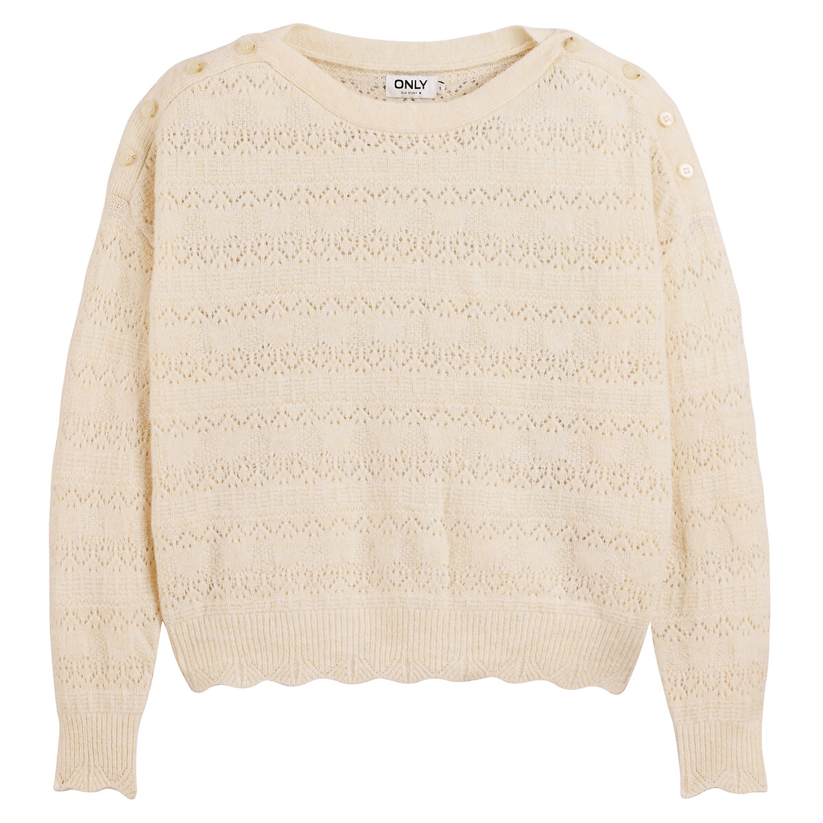 Fine Knit Jumper with Button Detail light beige, ONLY