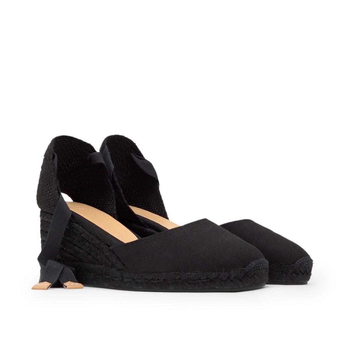 Espadrilles compensées à lacets avec plateforme tressée CARINA PLATFORM noir, CASTANER