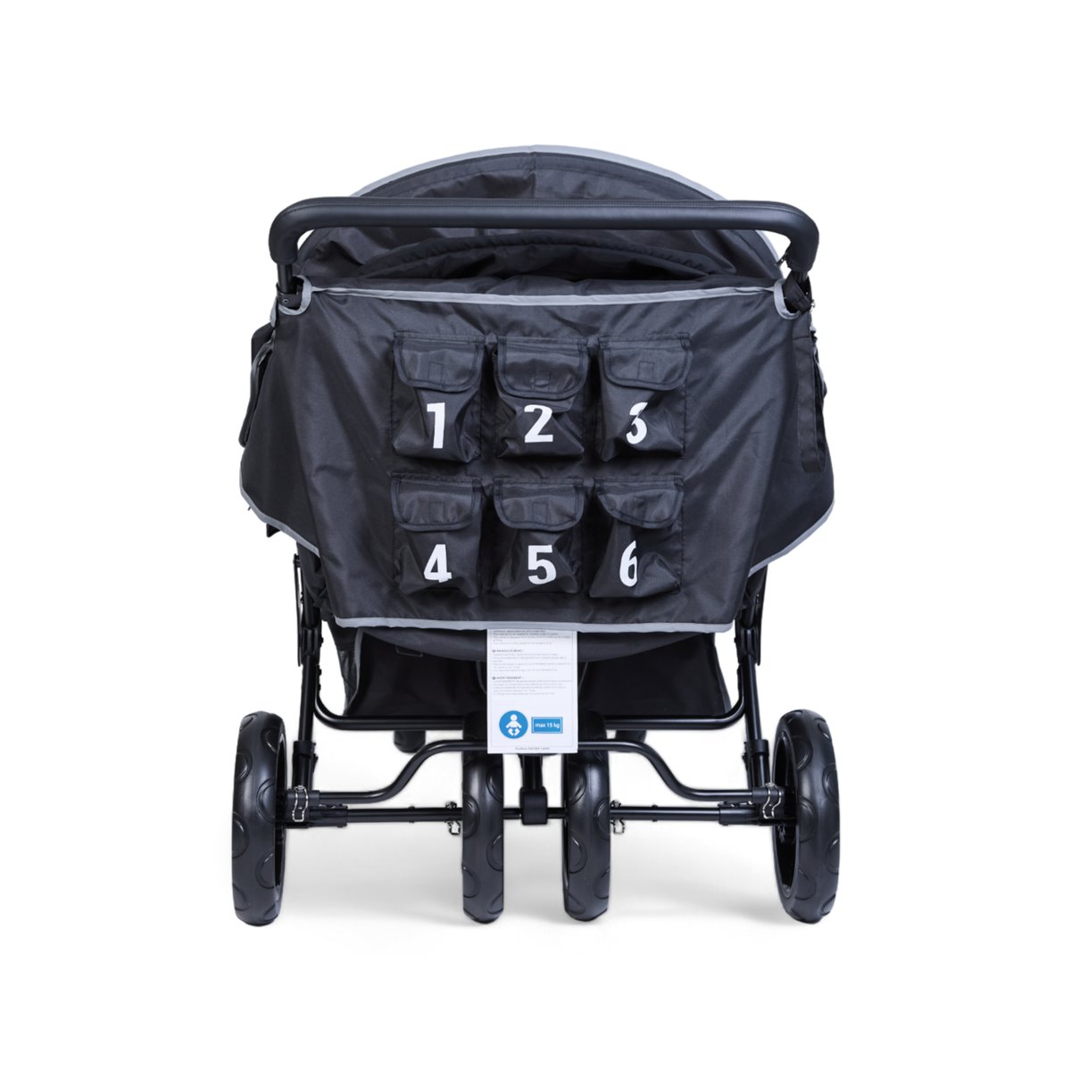 Sixseater poussette capacité 6 enfants + housse de pluie + pare-soleil noir, CHILDHOME