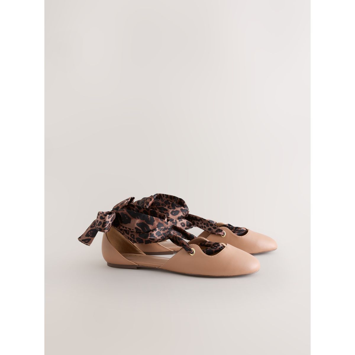 Ballerines à nouer en deux parties camel, NEXT