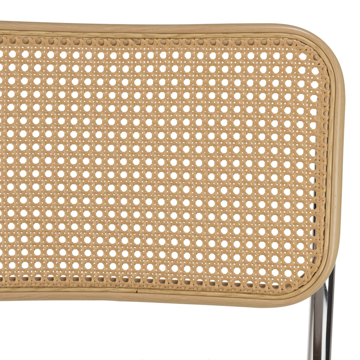 Chaise métal chromé assise velours taupe dossier rotin (lot de 2) LOANO taupe, PIER IMPORT