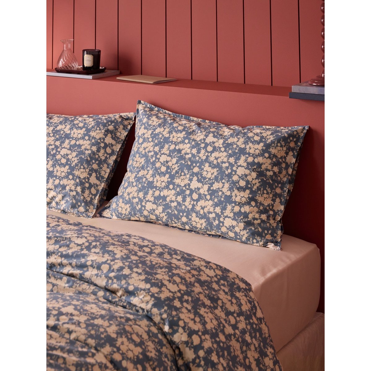Taie d'oreiller percale de coton "Lisbeth" bleu, CYRILLUS
