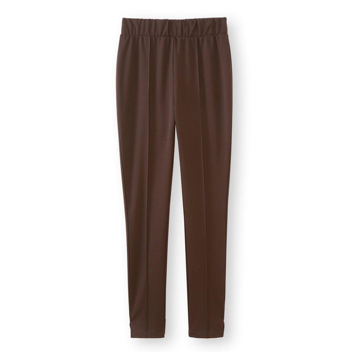 Pantalon droit élastiqué en maille milan chocolat, DAXON