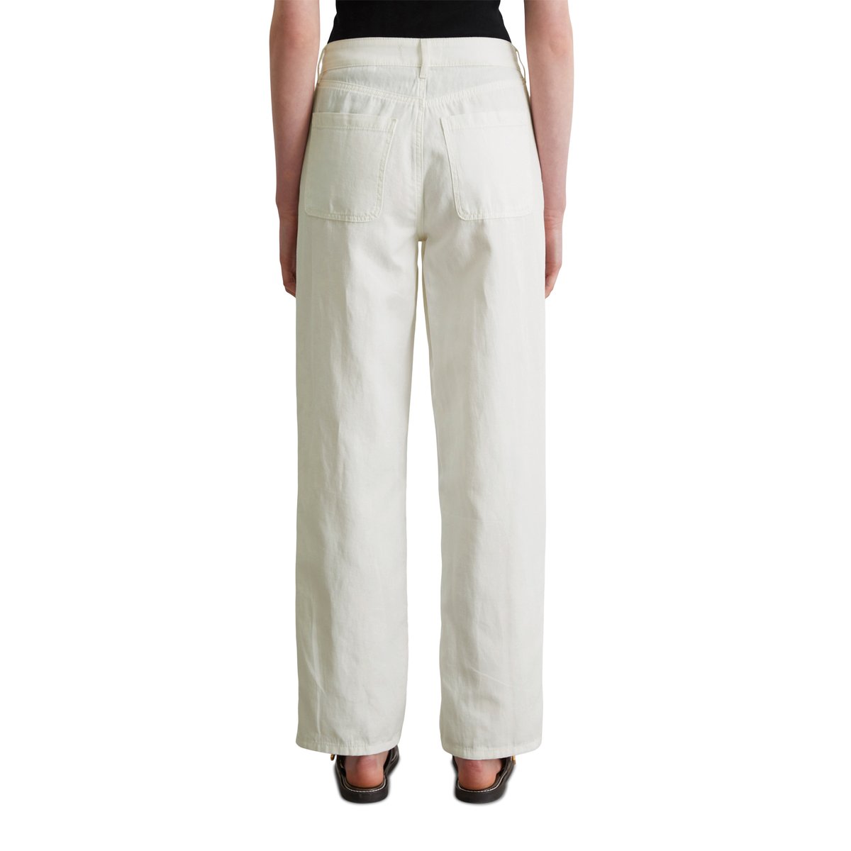 Jeans relaxed en mélange coton organique/lin blanc, MARC O'POLO