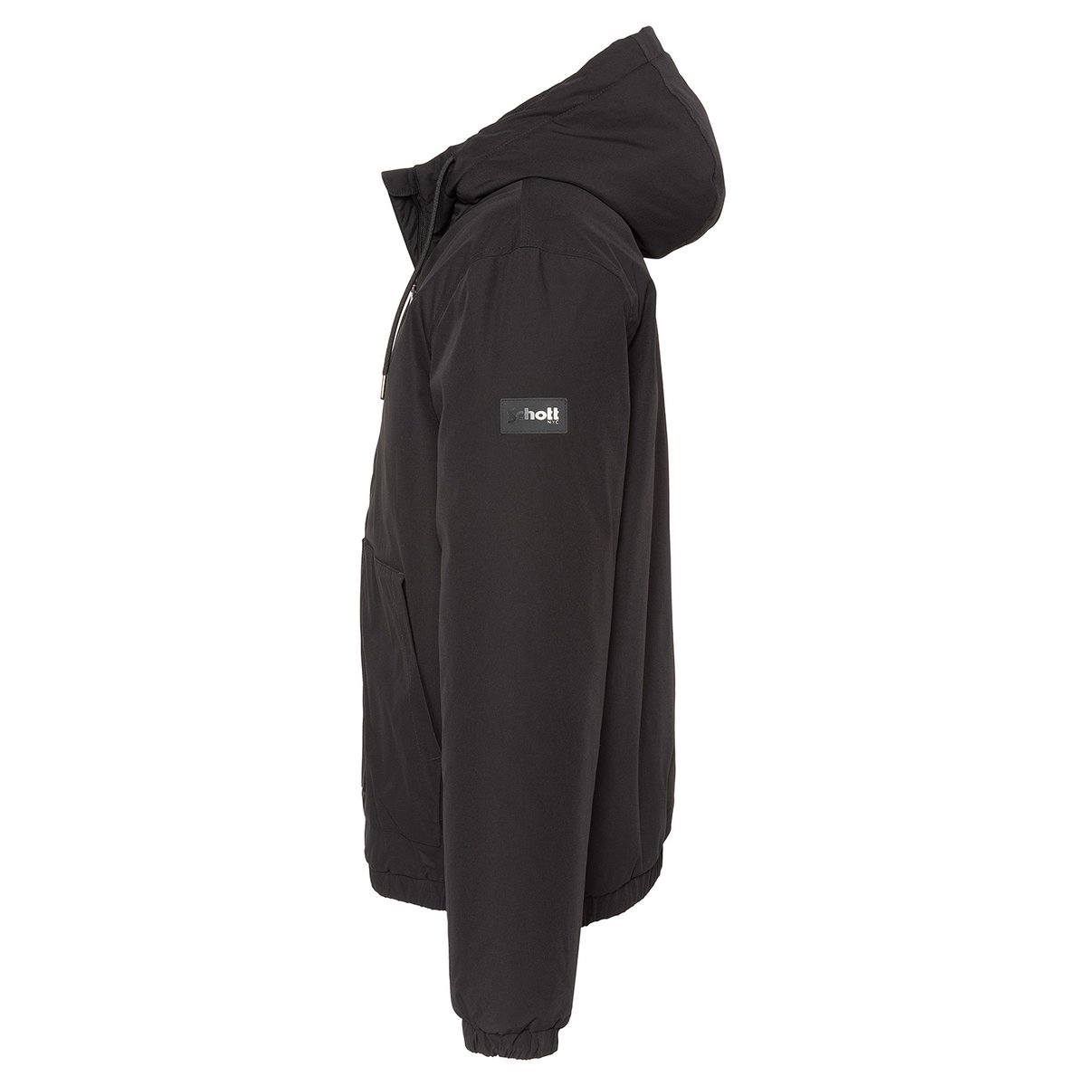Blouson à capuche doublé sherpa noir, SCHOTT