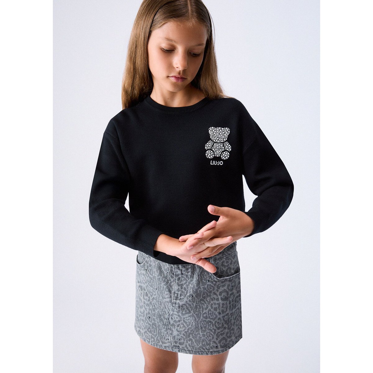 Pull avec broderie bijou noir, LIU JO