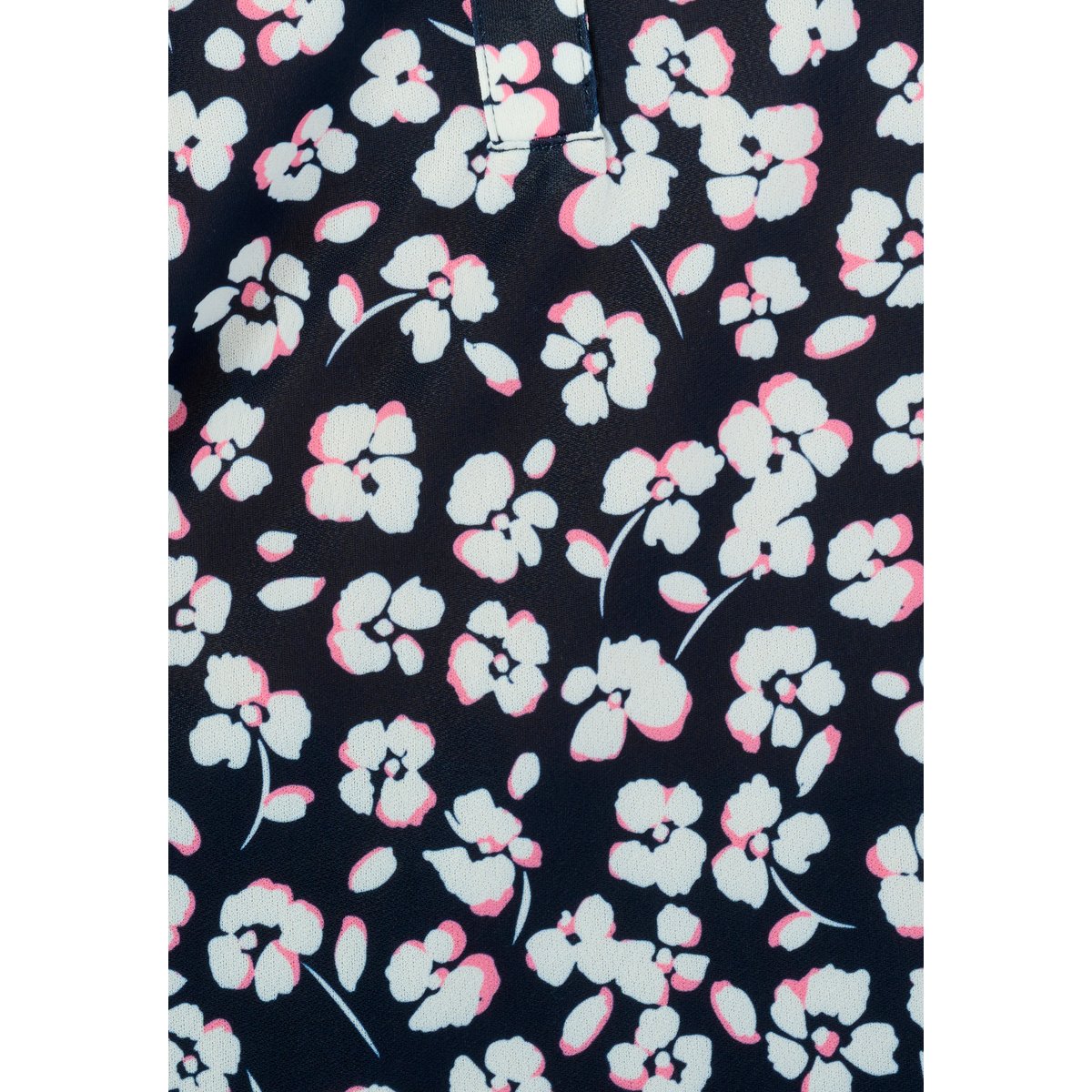 Tunique maille crêpe stretch fleurie bleu marine fleuri, DAMART