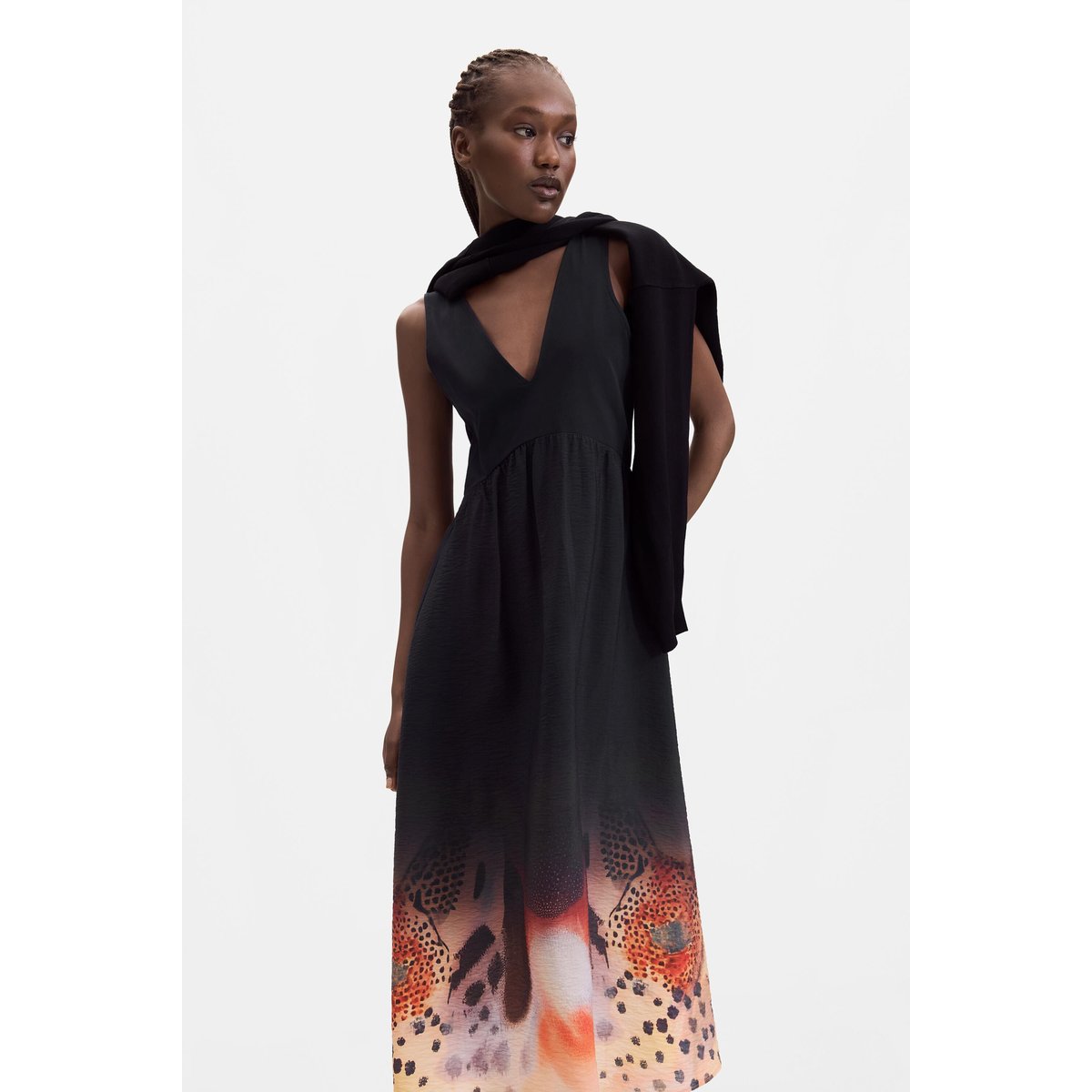 Robe midi 2 en 1 noir, DESIGUAL