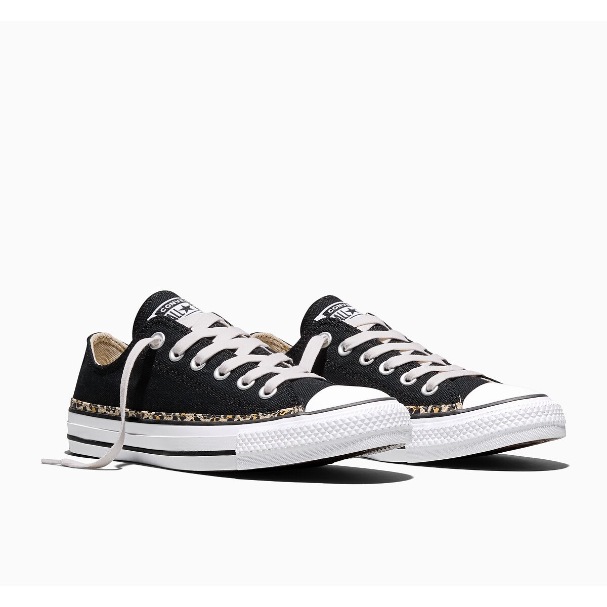 Baskets en toile noir/léopard, CONVERSE