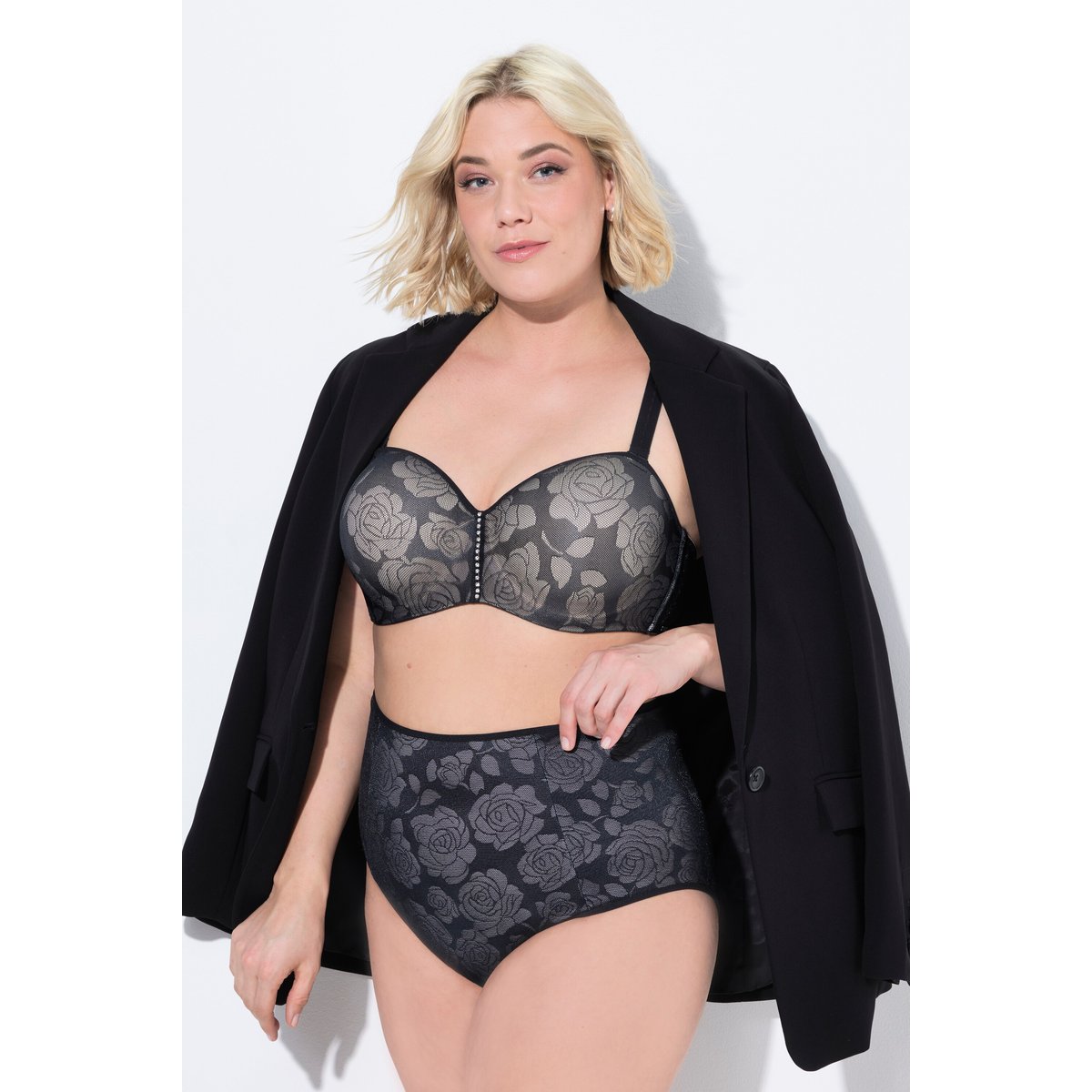 Culotte maxi TRUYOU en microfibre et dentelle noir, ULLA POPKEN
