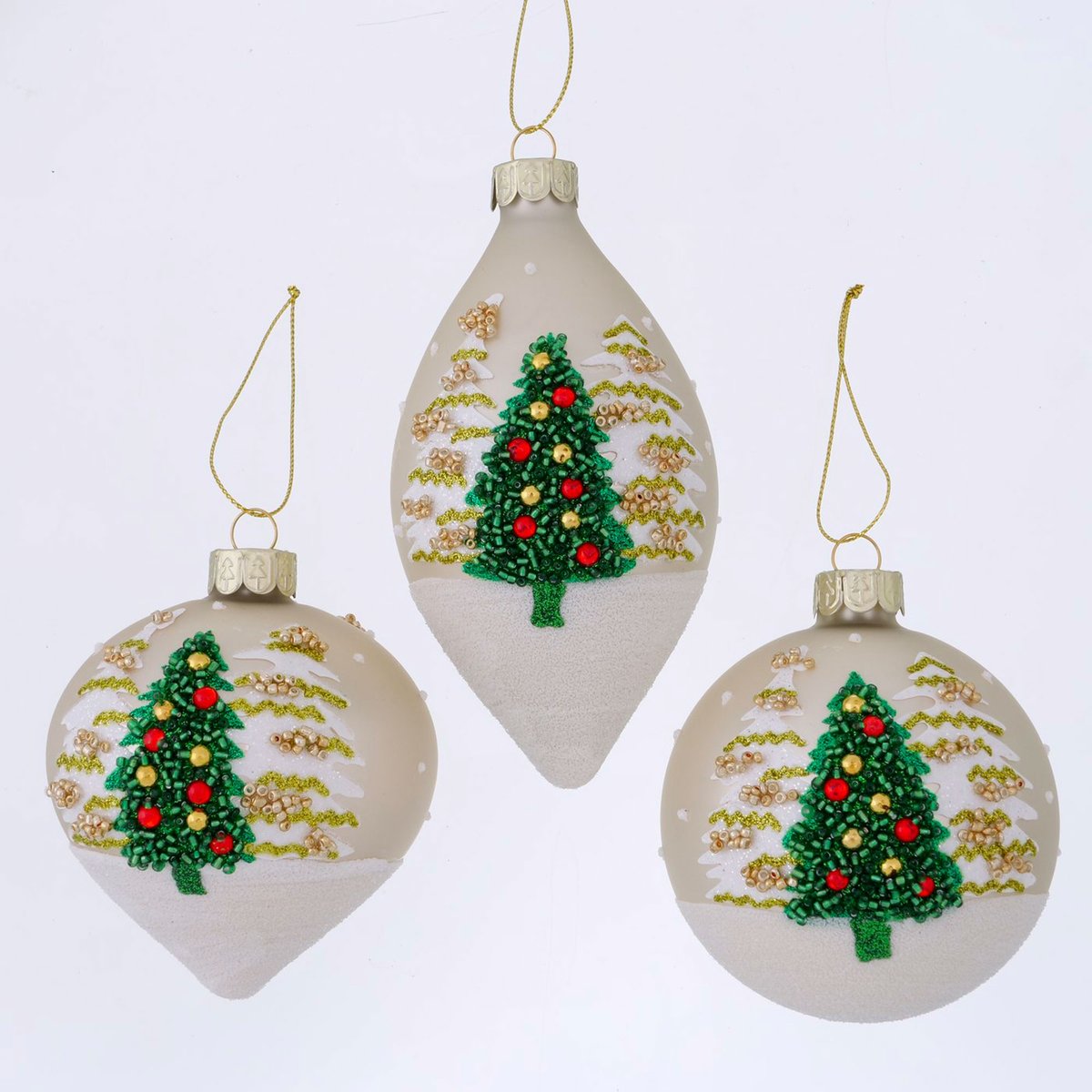 Set de 3 boules de Noël décorées à la main 8x8x8cm multicolore, WADIGA