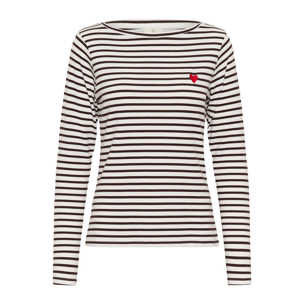 T-shirt à manches longues blanc marron chalk/black coffee - red heart, KAFFE