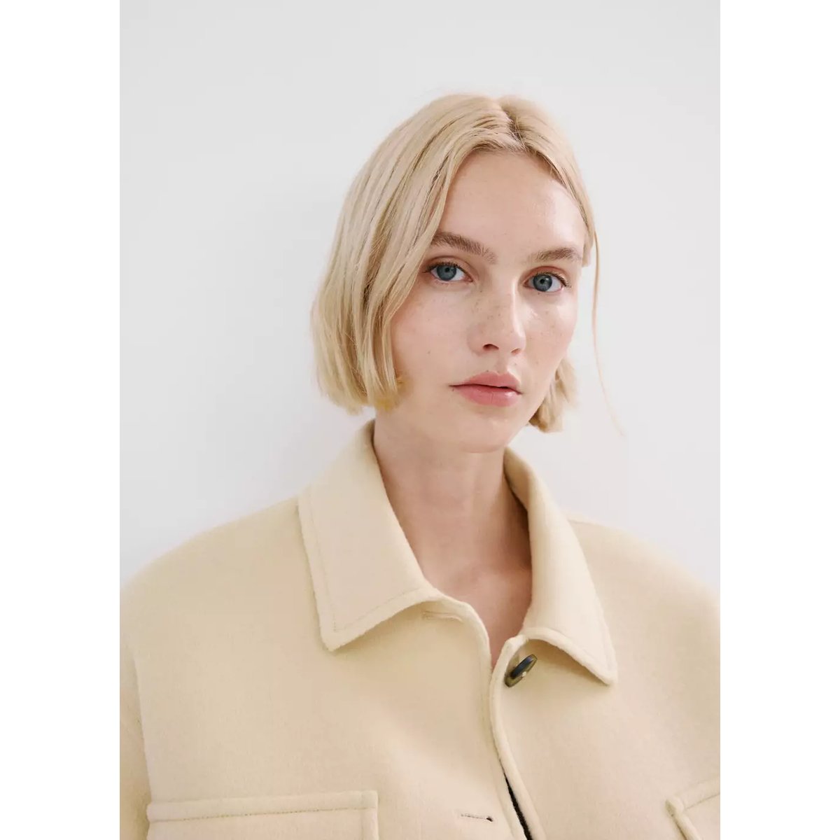 Veste laine à poches vanille, MANGO