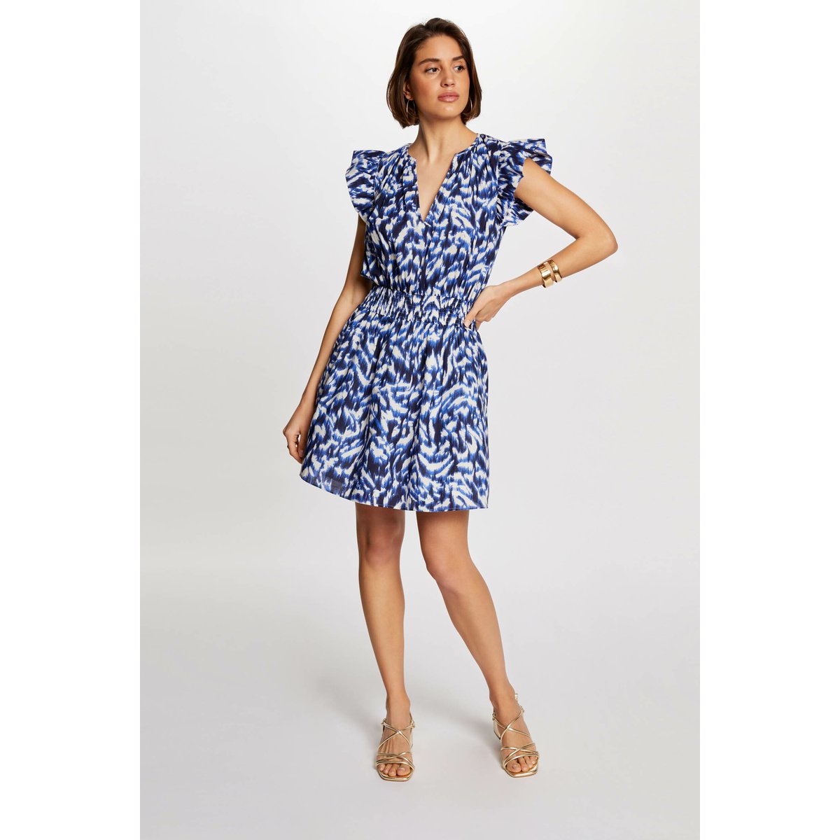 Robe courte cintrée imprimée multico, MORGAN