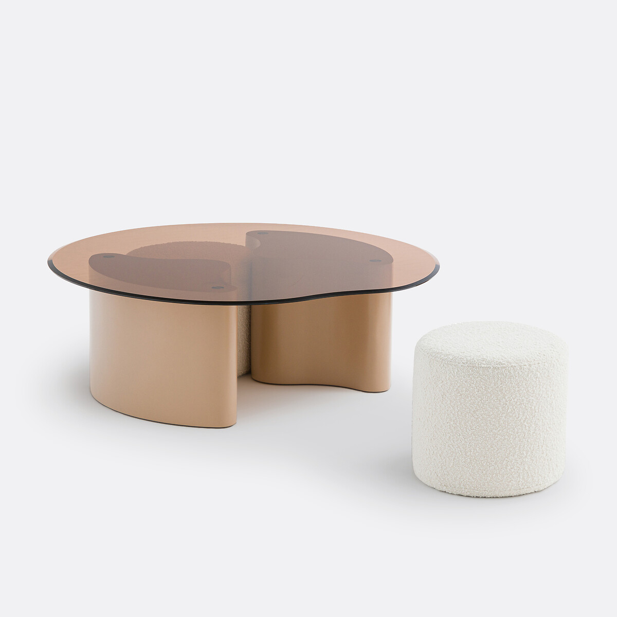 Mesa de centro com 2 pufes, POGLIO âmbar, LA REDOUTE INTERIEURS
