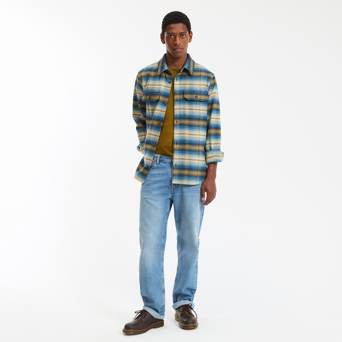 Checked Brushed Shacket blue checks, LA REDOUTE COLLECTIONS
