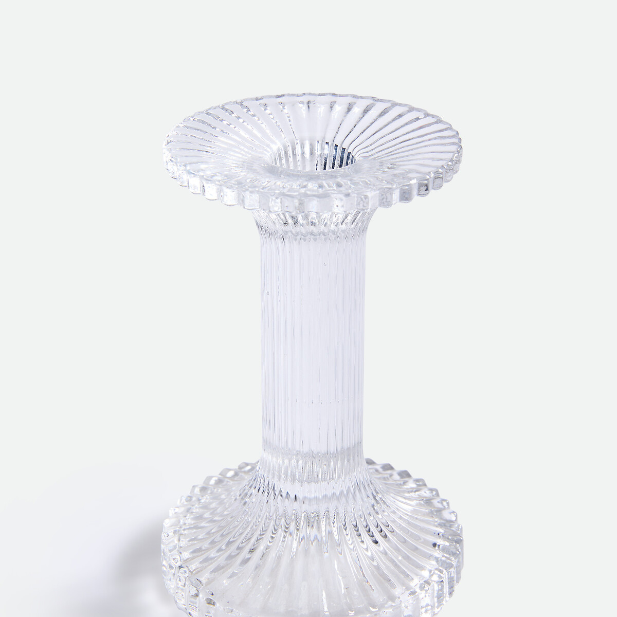 Bougeoir sur pied, verre transparent, hauteur 13,4 cm, STRIA transparent, LA REDOUTE INTERIEURS
