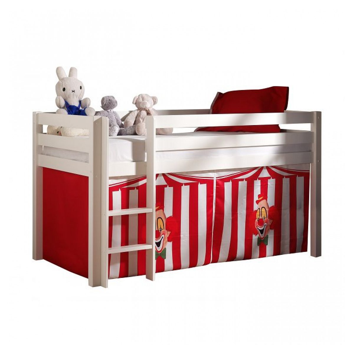 Lit sureleve en avec sommier + Rideau de lit Chucky couleur unique, VIPACK