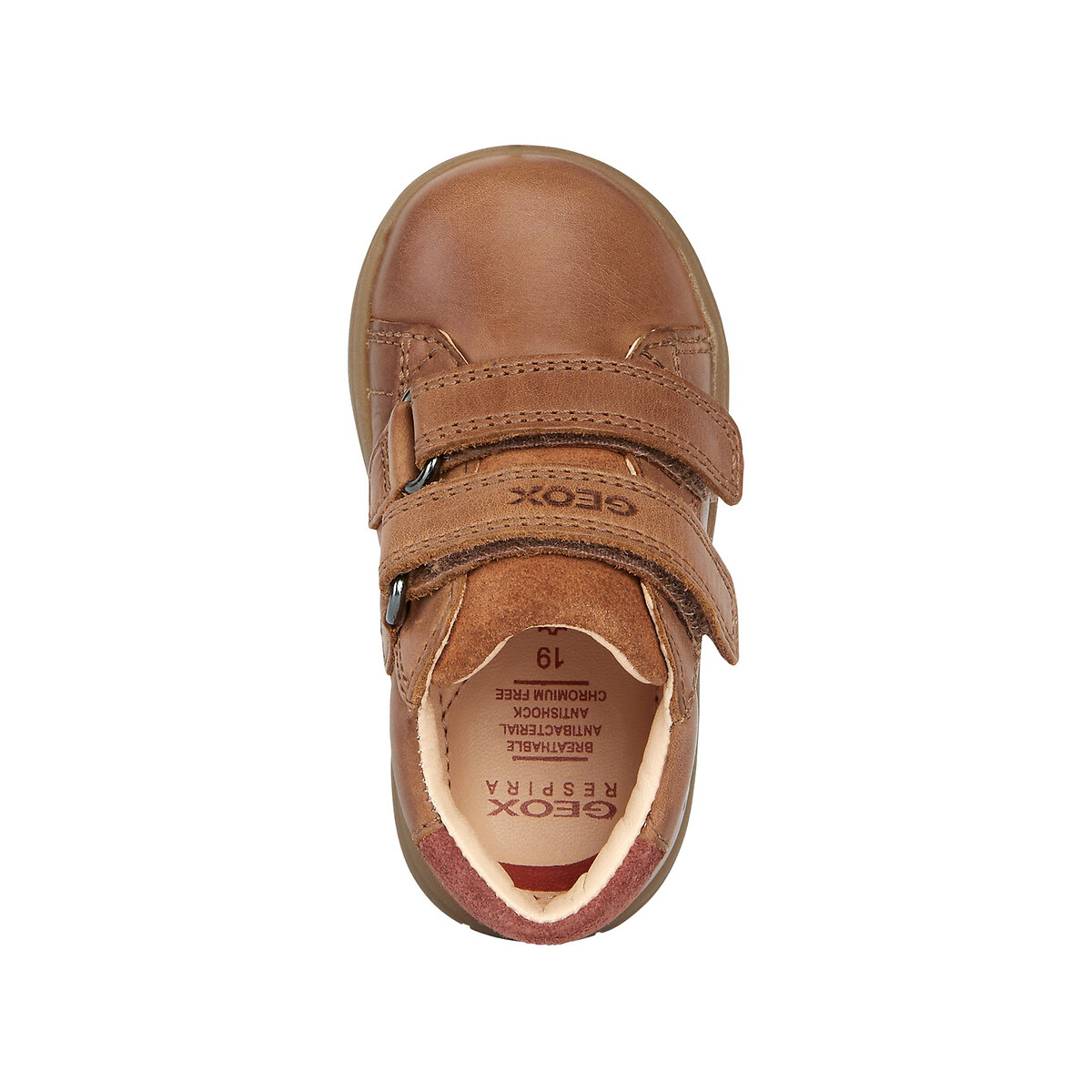 Kids Biglia Trainers with Touch 'n' Close Fastening in Leather/Suede cognac, GEOX