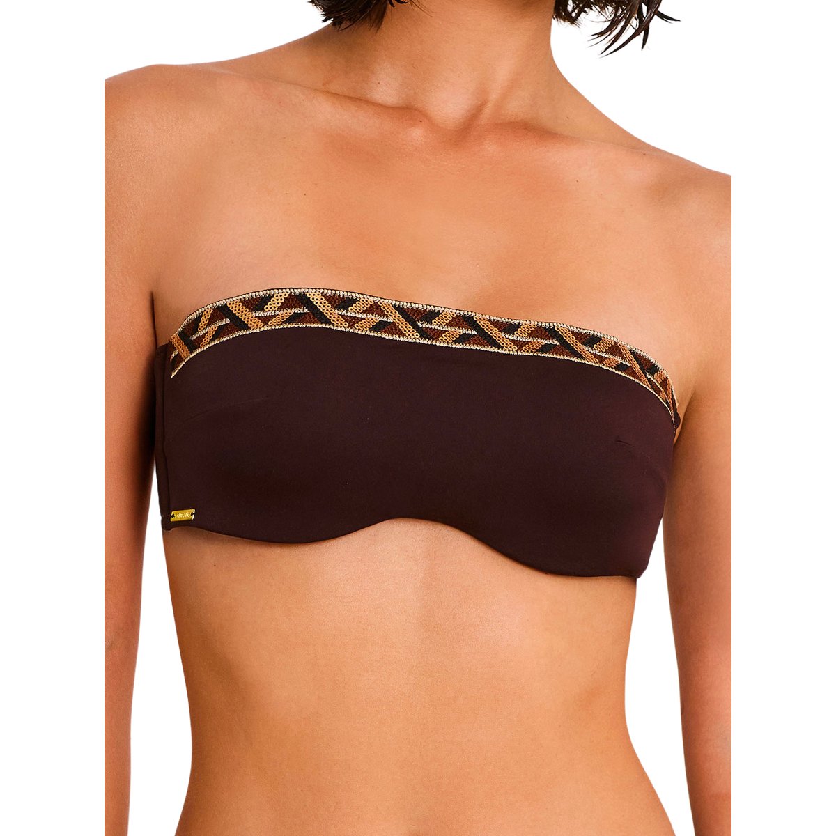 Haut maillot de bain bandeau DUNA marron, SELMARK MARE