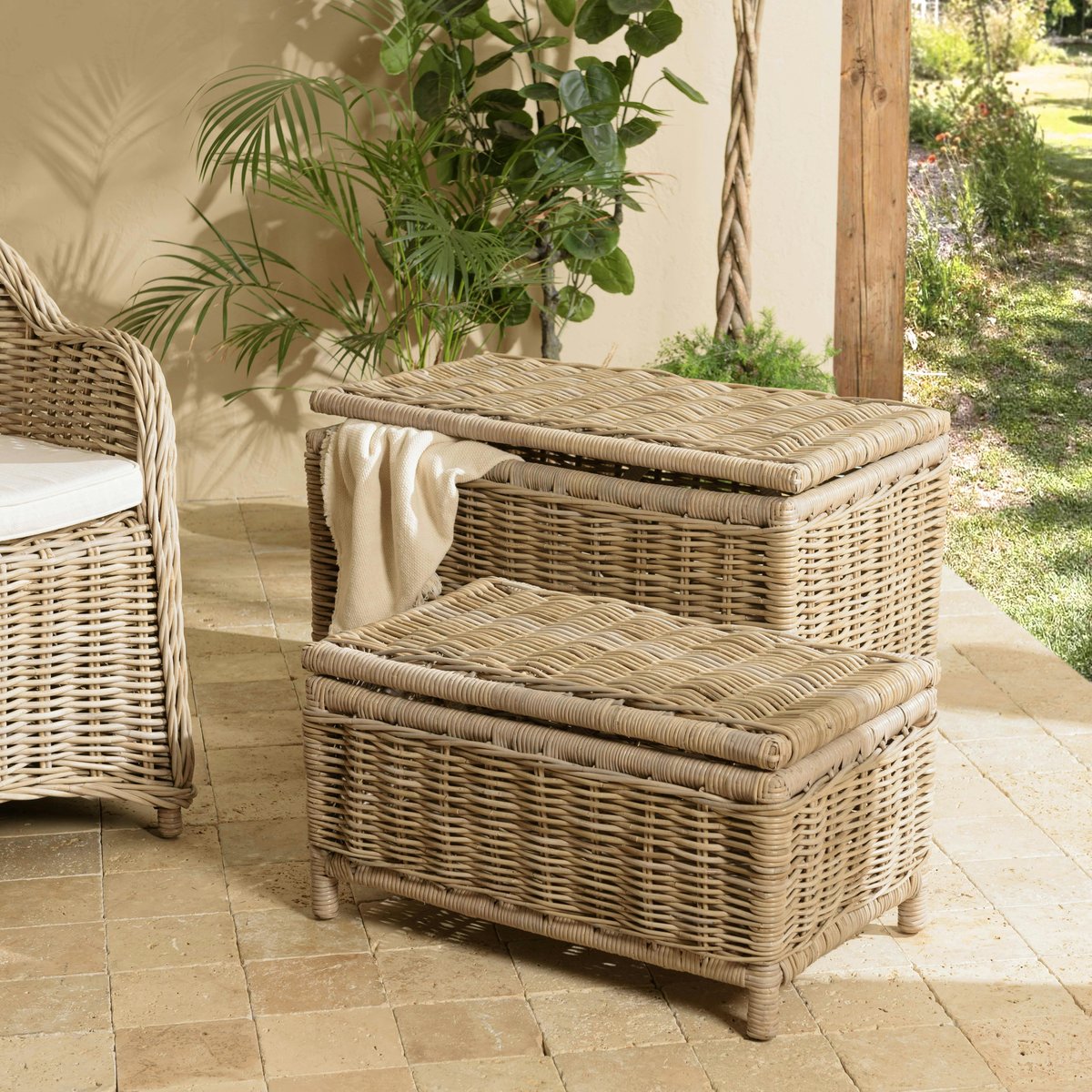Coffre en rotin et kubu (lot de 2) MANY bois naturel, PIER IMPORT