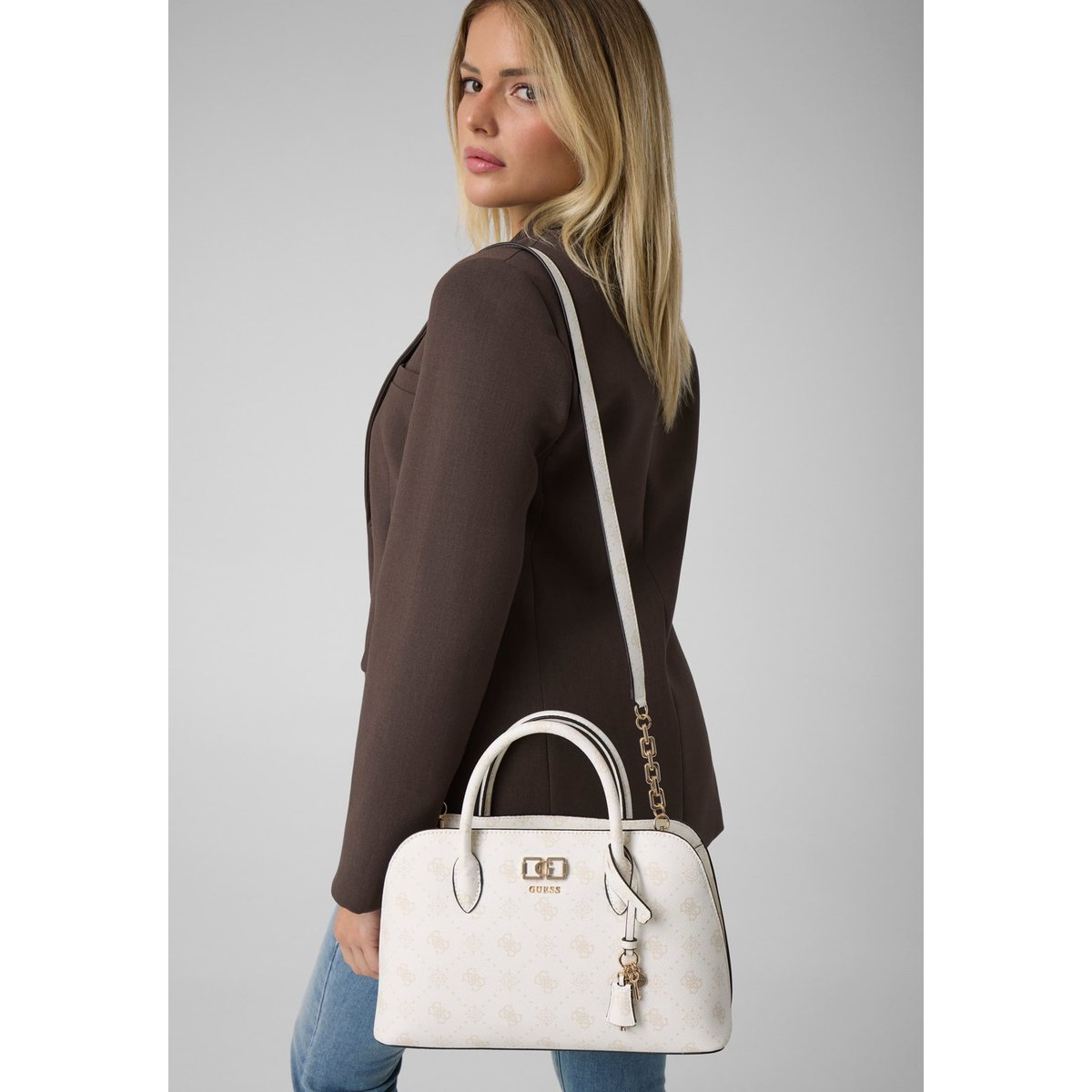 Sac À Main Emelie Logo blanc, GUESS