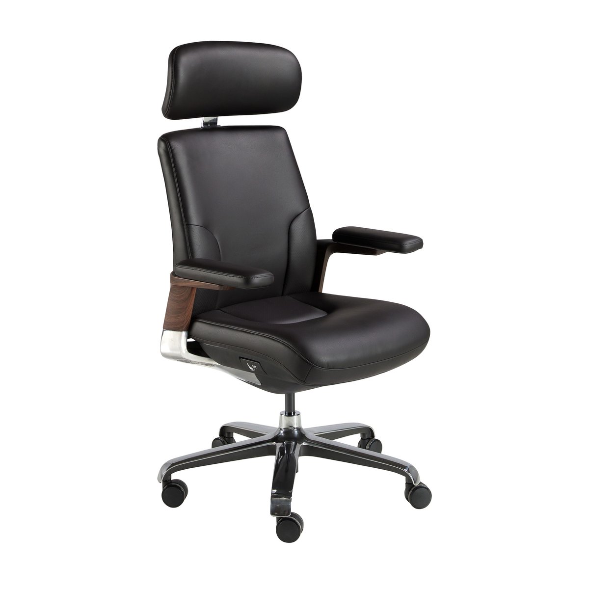 Fauteuil de bureau pivotant en similicuir acier noir, ANGEL CERDA