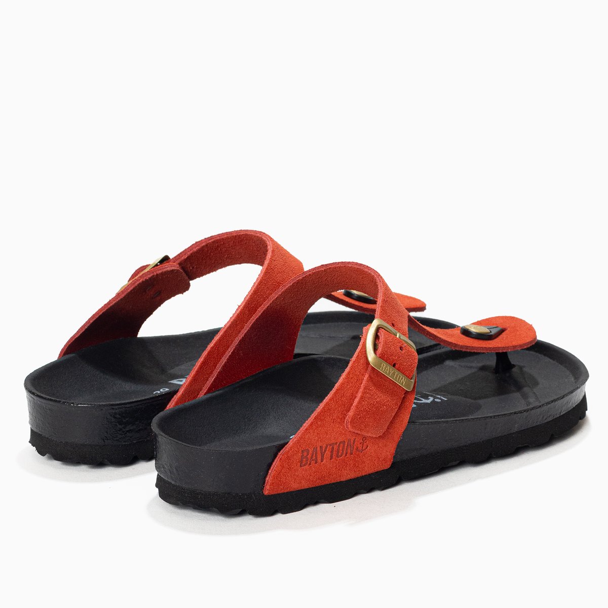 Tongs en cuir suédé MERCURE orange, BAYTON