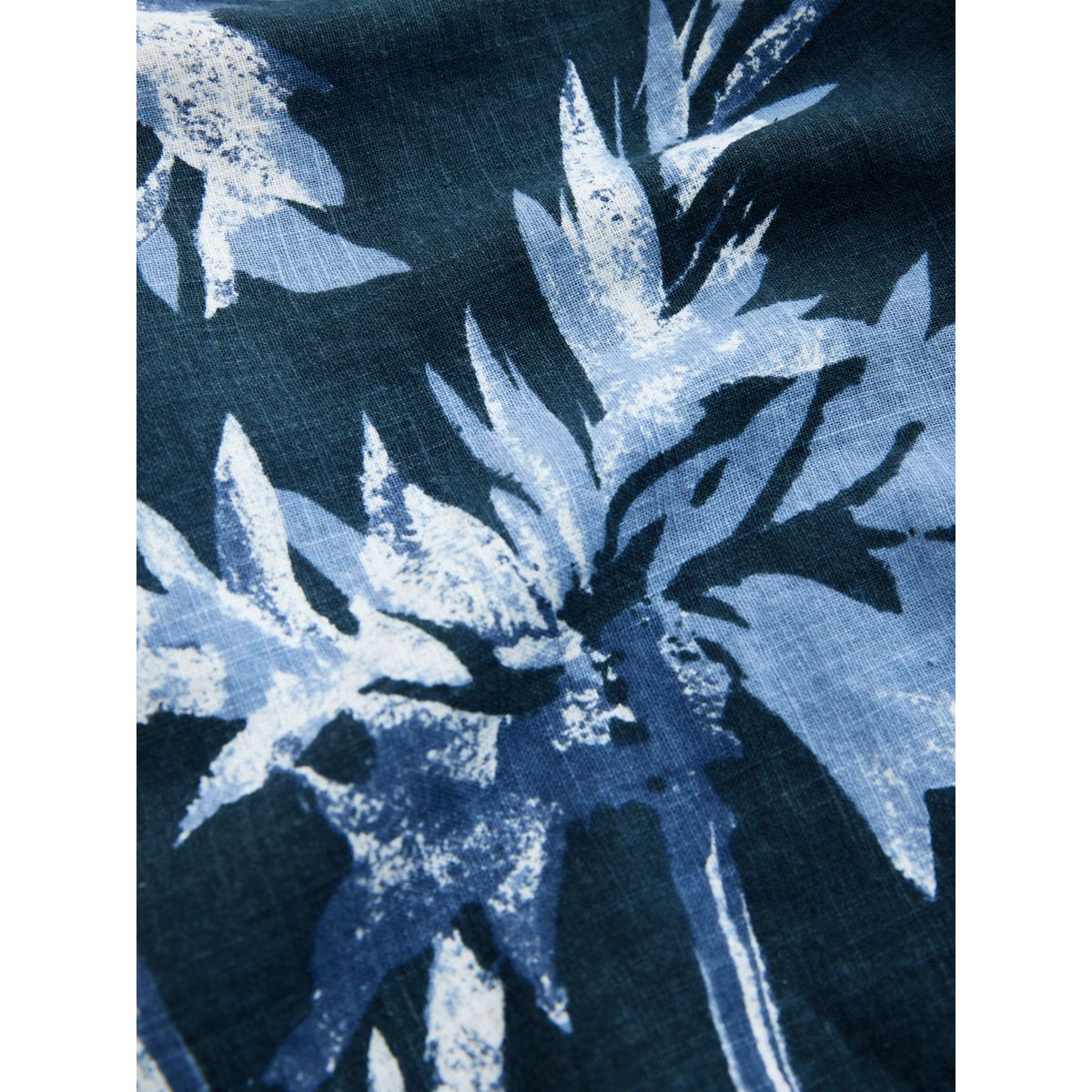Robe droite courte à encolure carrée en lin imprimé floral bleu marine, NEXT