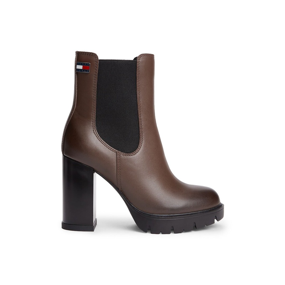 Bottines en cuir à hauts talons marron, TOMMY HILFIGER