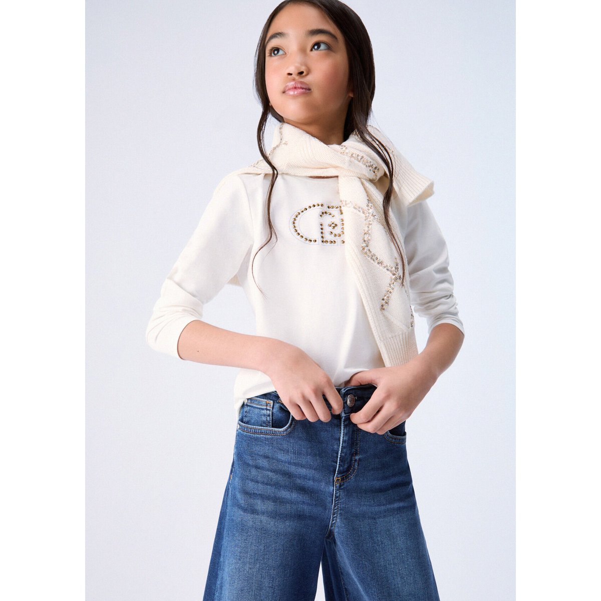 T-shirt avec logo monogramme blanc, LIU JO