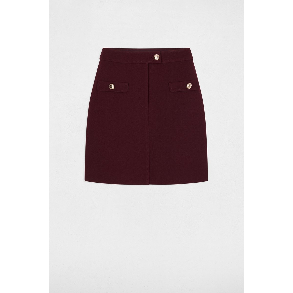 Jupe courte taille haute prune, MORGAN
