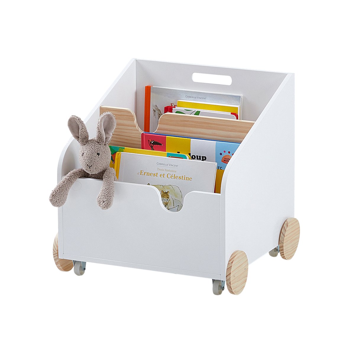 Coffre bibliothèque à roulettes LIGNE SCHOOL blanc, VERTBAUDET