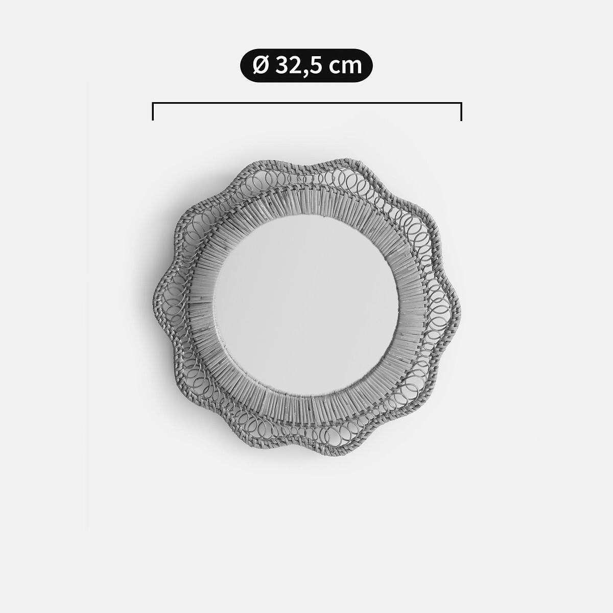 Miroir rond en rotin naturel, forme fleur, diamètre 32,5 cm, ROZA naturel, LA REDOUTE INTERIEURS